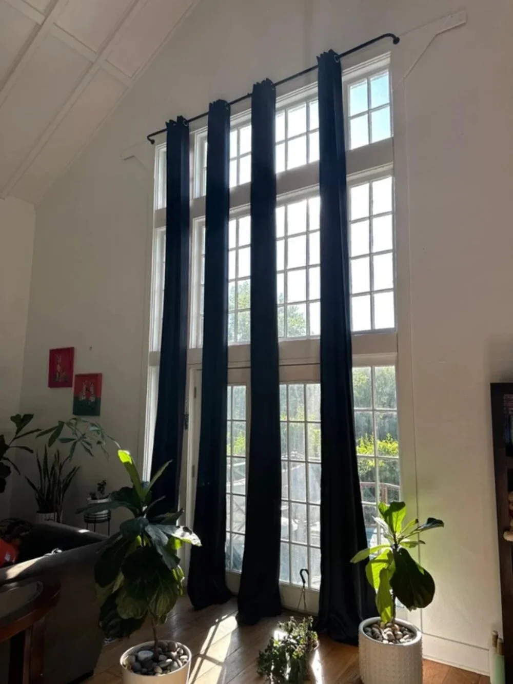 (15) Fifteen foot Black blackout curtain panels
